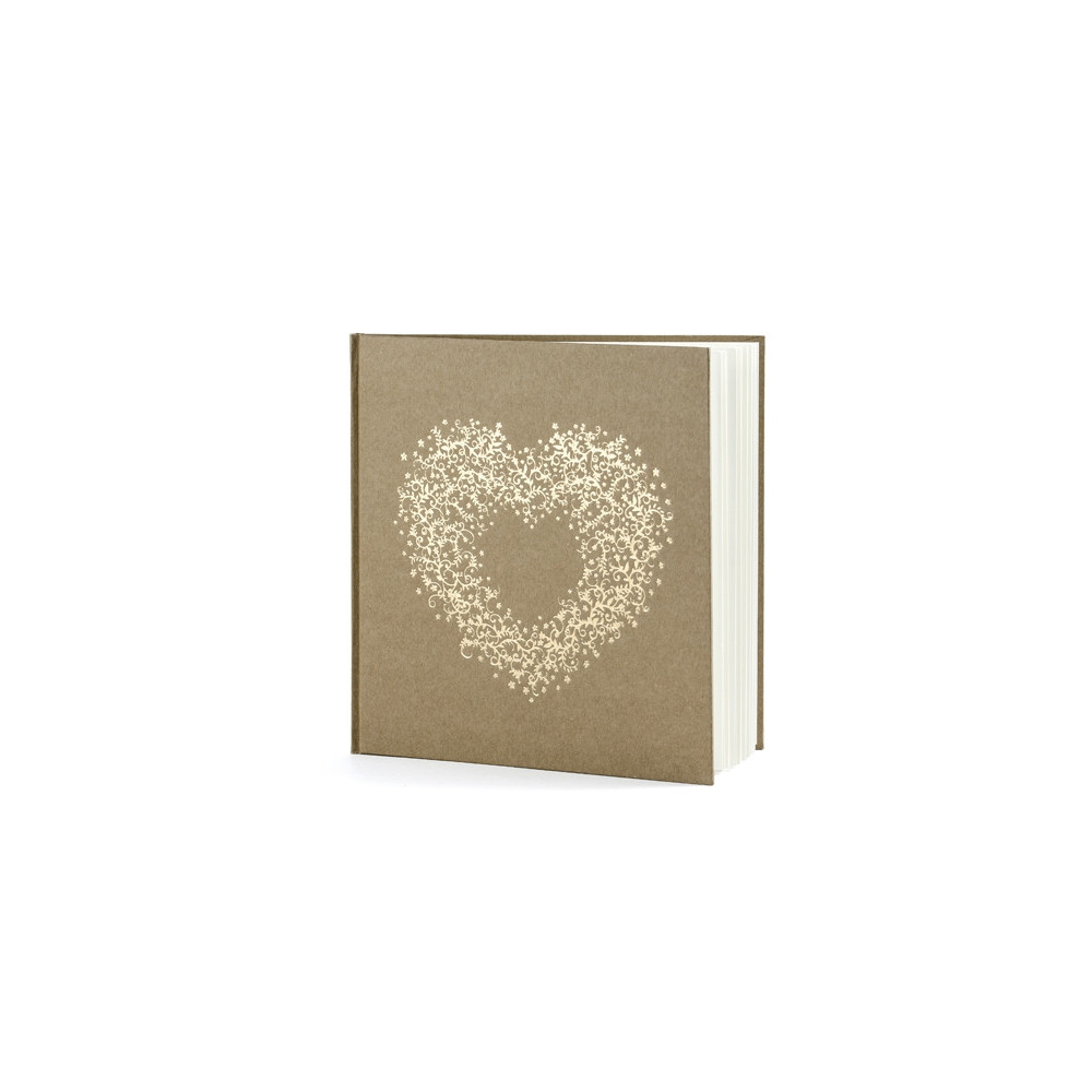 Guest book gold heart - kraft, 21 x 19,7 cm, 22 sheets