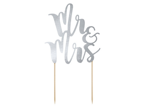 Cake topper Mr&Mrs, silver 25.5 cm