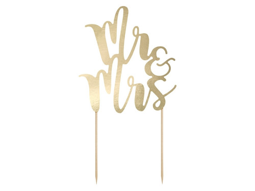 Cake topper Mr&Mrs, gold 25.5 cm