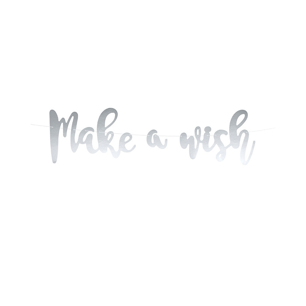 Baner Make a wish - srebrny, 15 x 60 cm