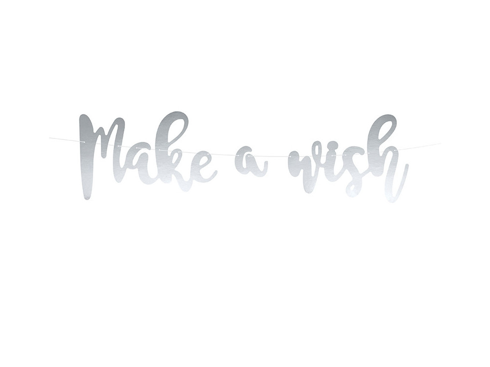 Baner Make a wish - srebrny, 15 x 60 cm