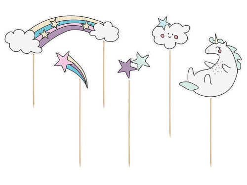 Cake toppers Unicorn - 5 pcs.