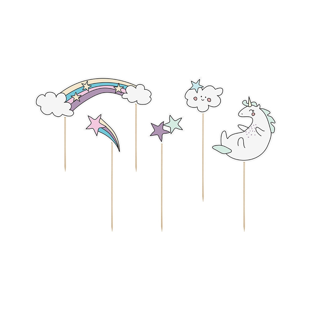 Cake toppers Unicorn - 5 pcs.