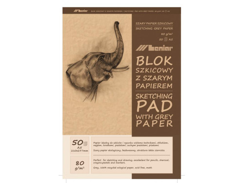 Blok szkicowy eko szaro-brązowy - Leniar - A5, 80 g