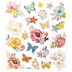 Stickers - Flowers and butterflies, 21 pcs