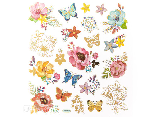 Stickers - Flowers and butterflies, 21 pcs
