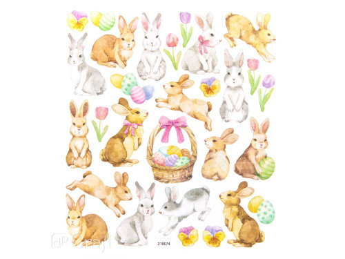 Glitter stickers - Easter bunnies, 29 pcs