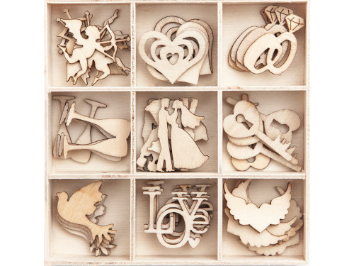 Wood Wedding shapes - DpCraft - 45 pcs.