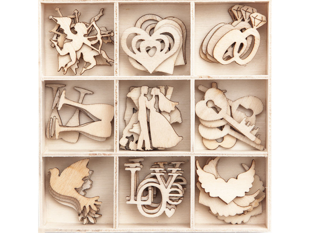 Wood Wedding shapes - DpCraft - 45 pcs.