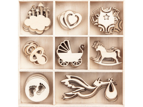 Wood shapes Baby, 40 pcs
