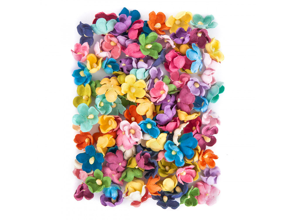 Paper flowers - colorful, 60 pcs.