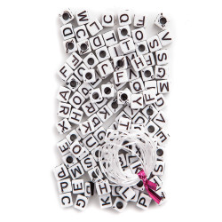 Beads letters, 130 items - White