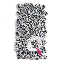 Beads letters, 124 items - Silver