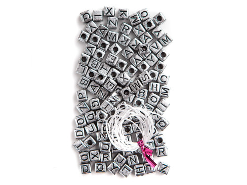 Koraliki literki - DpCraft - srebrne, 124 szt.