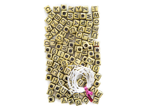 Beads letters, 124 items - Gold