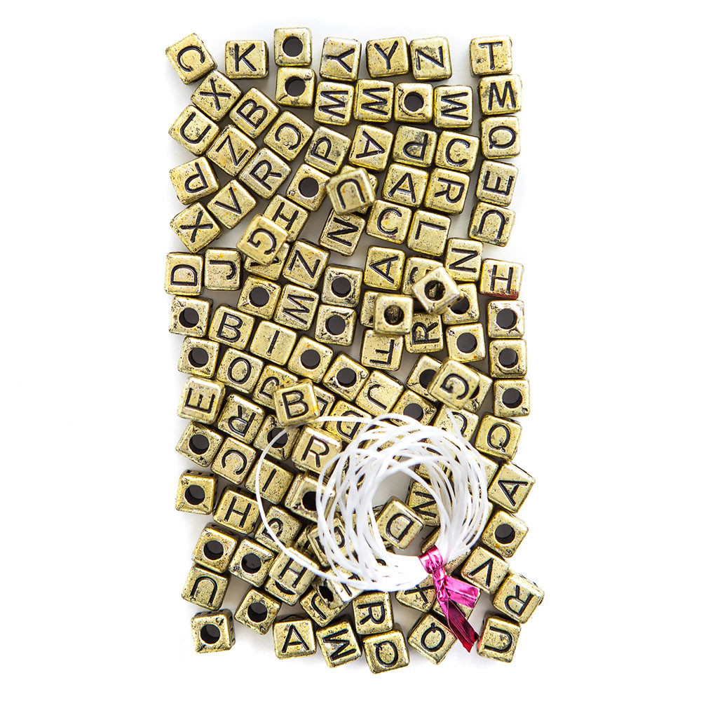 Beads letters, 124 items - Gold