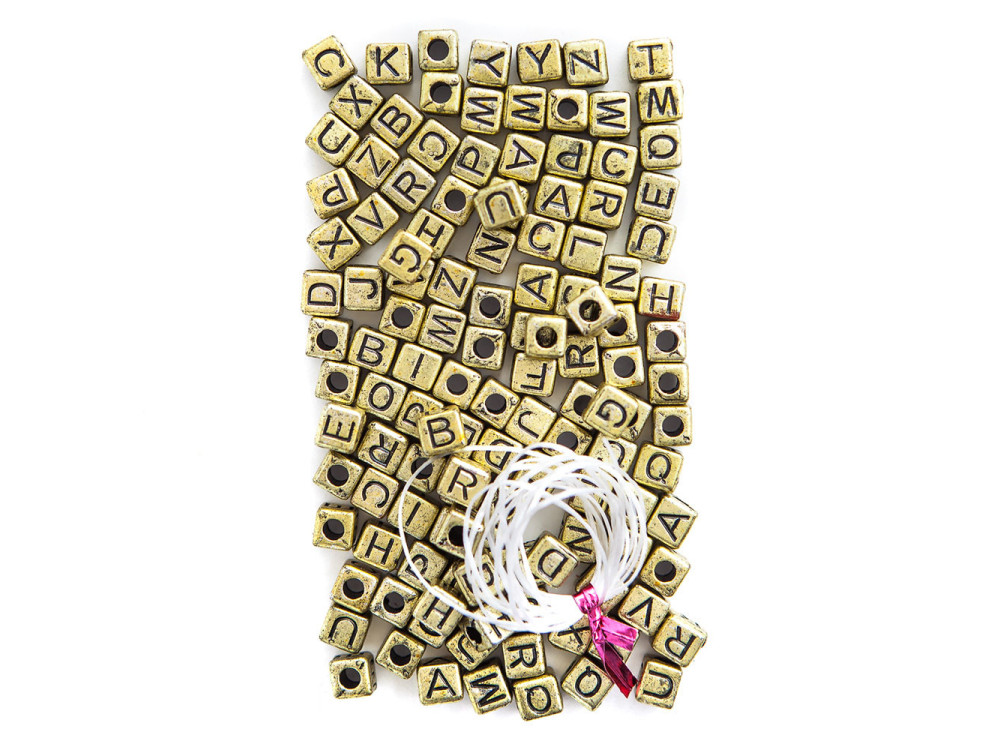 Beads letters, 124 items - Gold