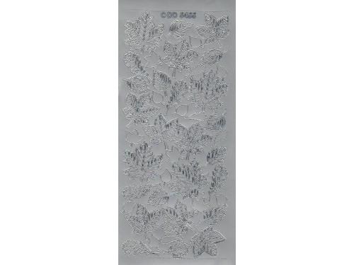 Stickersy, naklejki ażurowe - Jesienne liście, srebrne