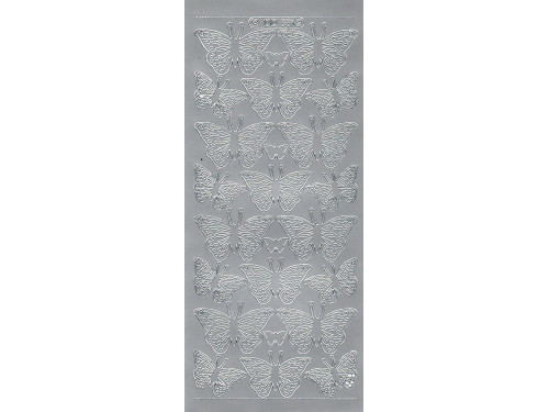 Stickersy, naklejki ażurowe - Motyle, srebrne