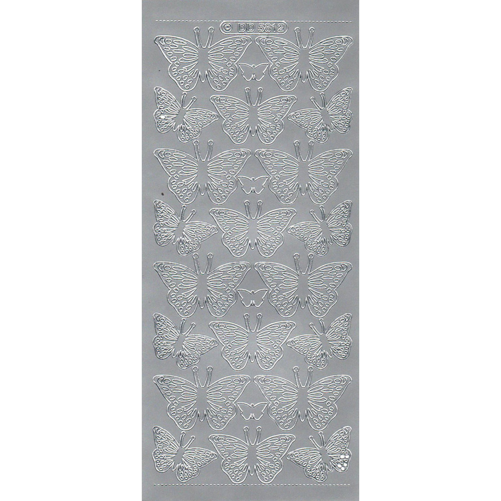Stickersy, naklejki ażurowe - Motyle, srebrne