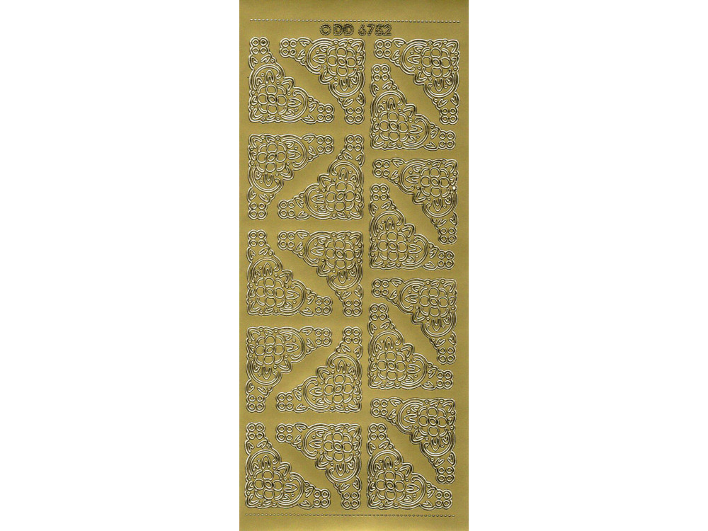 Stickersy, naklejki ażurowe - Narożniki stokrotki, złote
