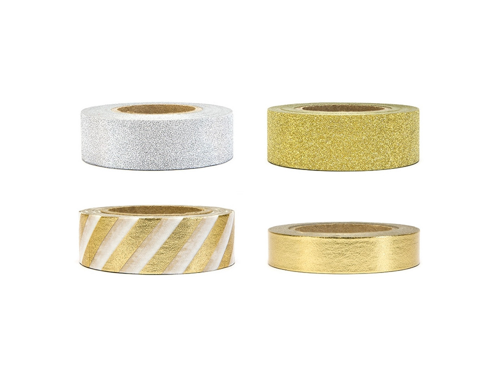 Decorative Washi tape - silver and gold, 4 pcs.