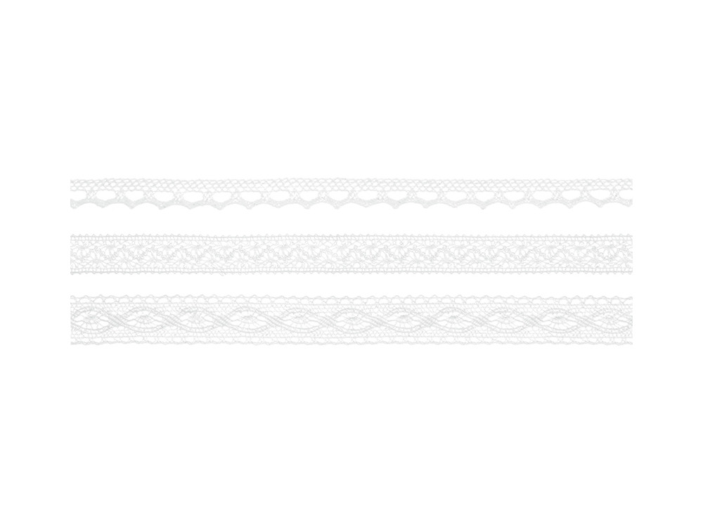 Cotton laces - white, 1 cm, 2 cm, 1,5 cm x 1,5 m