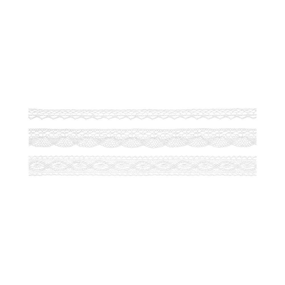 Cotton laces - white, 1 cm, 2 cm x 1,5 m