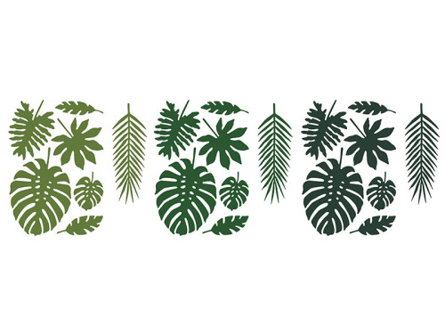 Paper decorations - Tropical leaves, mix 21 items