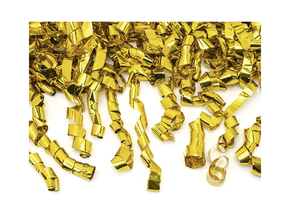 Wystrzałowe konfetti tuba - serpentyny, złote, 80 cm