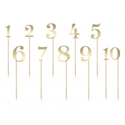 Table numbers - gold, 25,5 - 26,5 cm, 11 pcs.