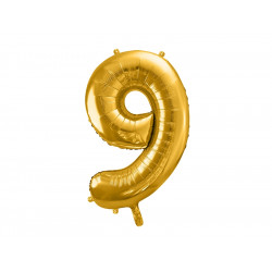 Foil balloon number 9 - gold, 86 cm