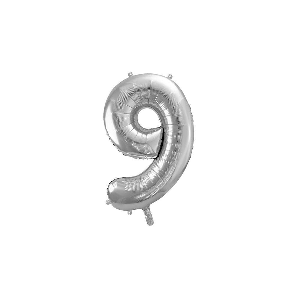 Foil balloon number 9 - silver, 86 cm