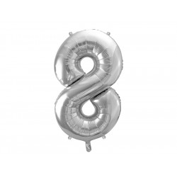 Foil balloon number 8 - silver, 86 cm