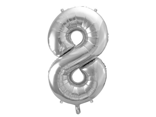 Foil balloon number 8 - silver, 86 cm