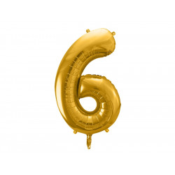 Foil balloon number 6 - gold, 86 cm