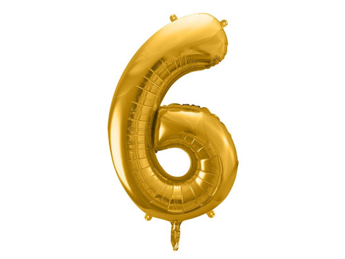 Foil balloon number 6 - gold, 86 cm