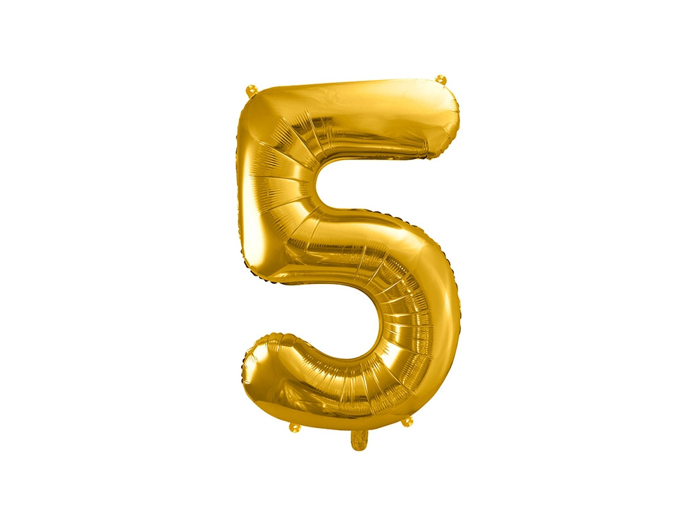 Foil balloon number 5 - gold, 86 cm