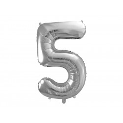 Foil balloon number 5 - silver, 86 cm
