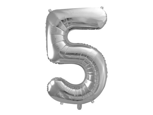 Foil balloon number 5 - silver, 86 cm