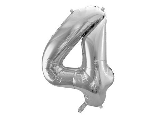 Balloon number 4 - silver, 86 cm