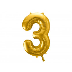 Balloon number 3 - gold, 86 cm