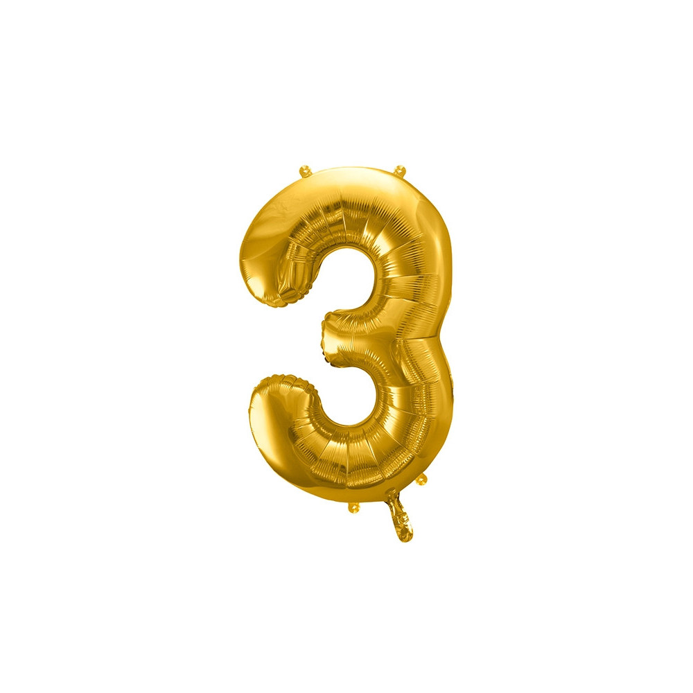 Balloon number 3 - gold, 86 cm