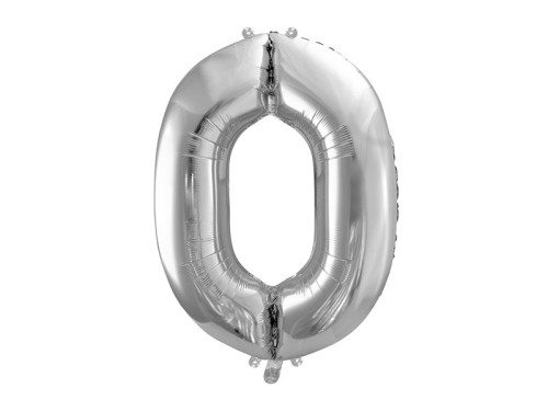Foil balloon number 0 - silver, 86 cm