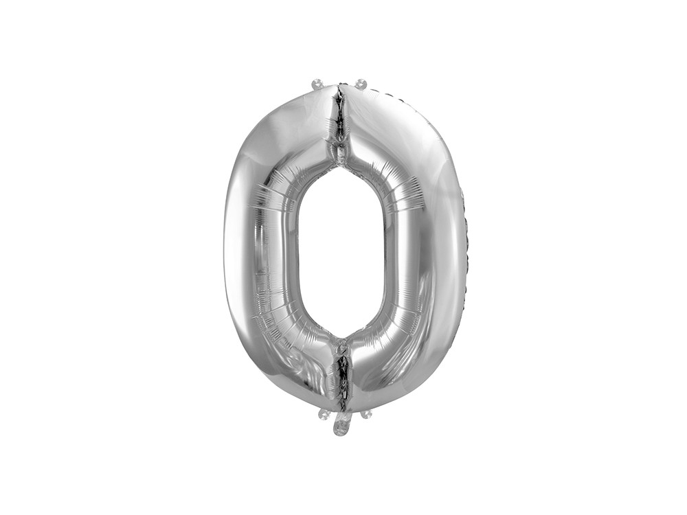 Foil balloon number 0 - silver, 86 cm