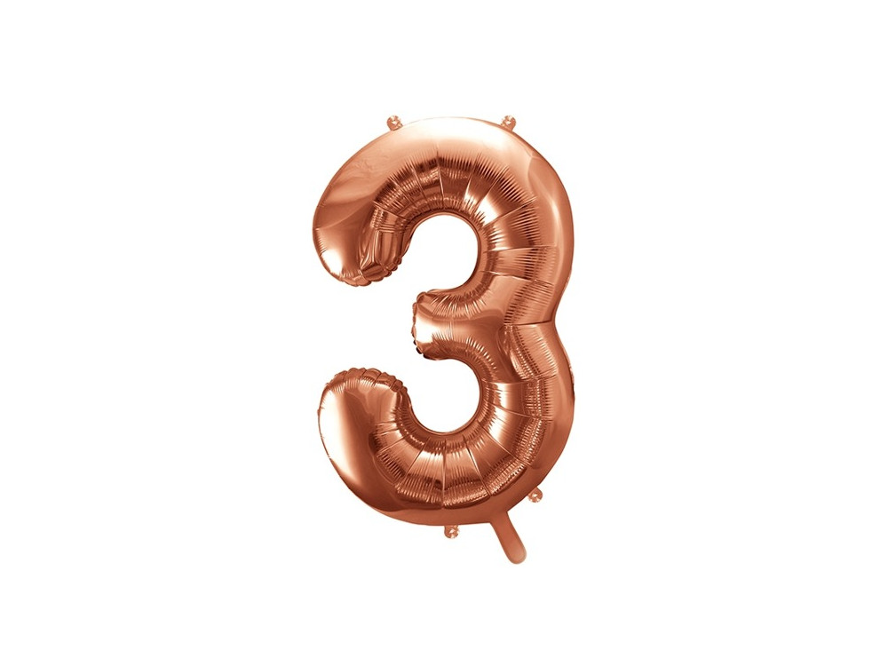 Balloon number 3 - rose gold, 86 cm