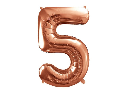 Balon foliowy cyfra 5 - różowe złoto, 86 cm