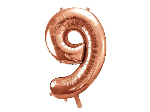 Foil balloon number 9 - rose gold, 86 cm