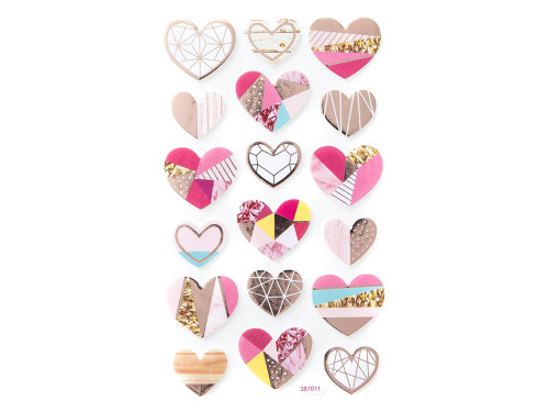 Foam stickers - Hearts, 12 pcs