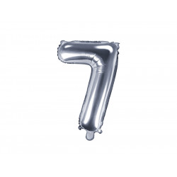 Foil balloon 35 cm Number "7", silver